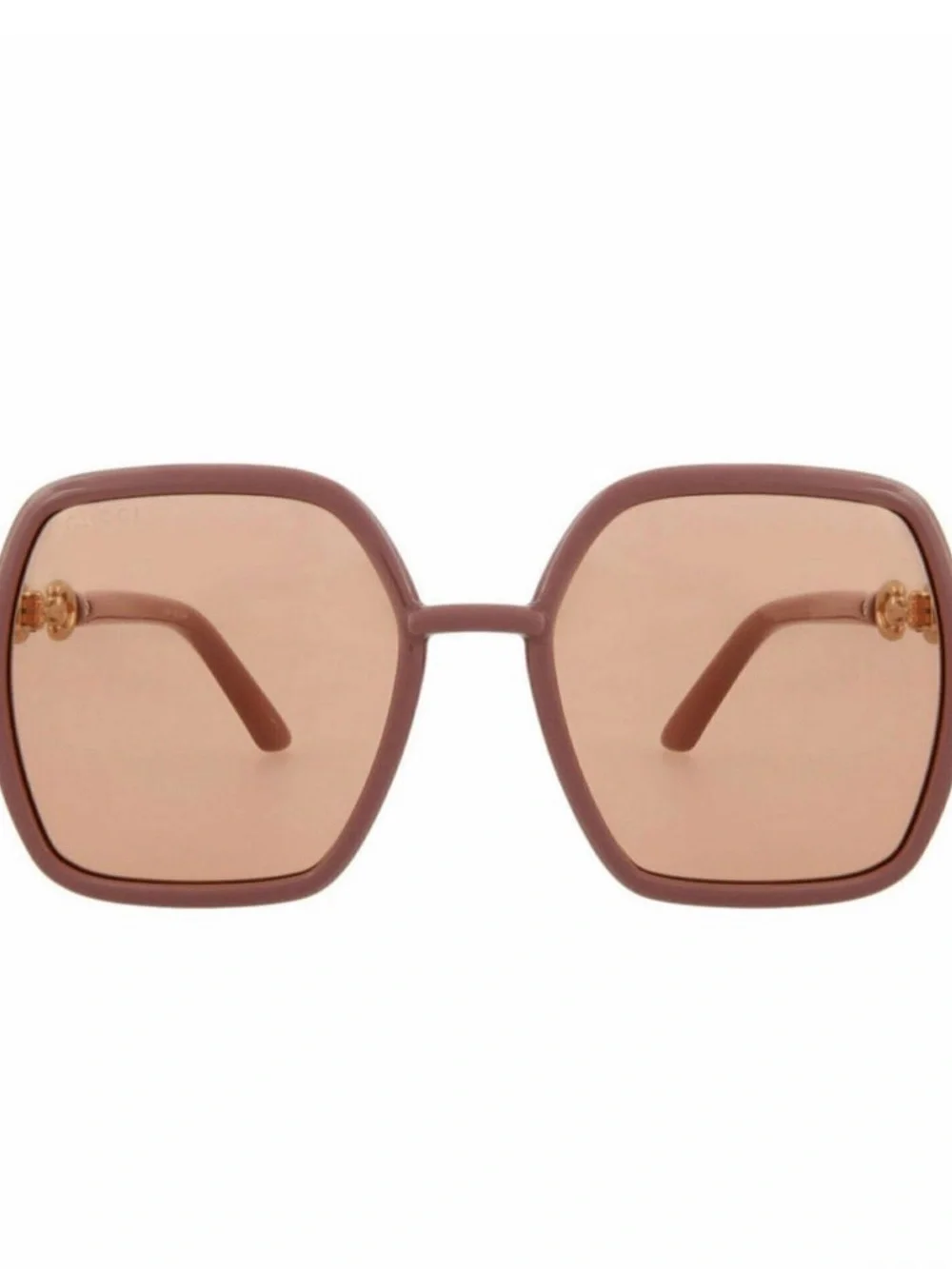 Authentic Pristine Gucci Pink Hexagonal Sunglasses w Case Horsebit Hardware
